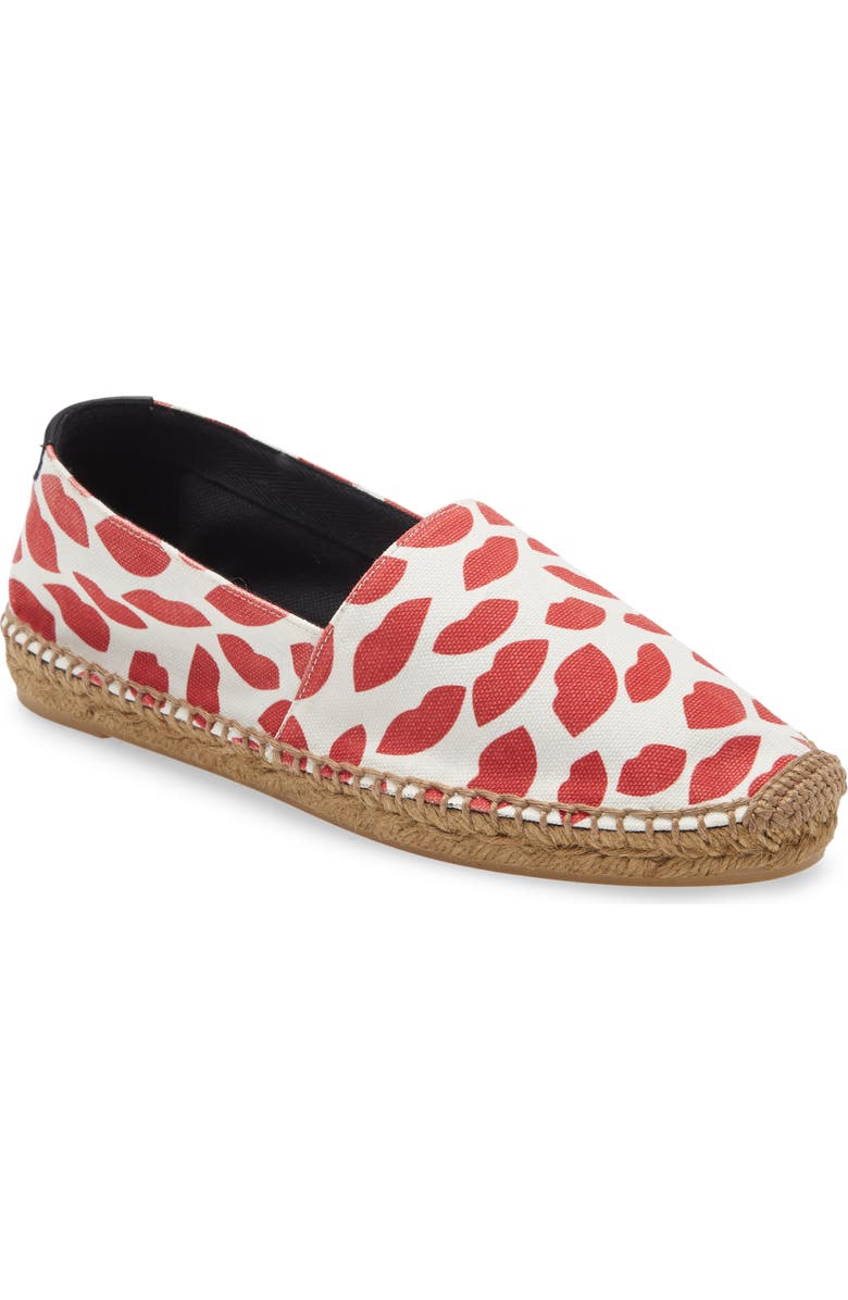 Saint Laurent Lip Print Espadrille Flat, Main, color,