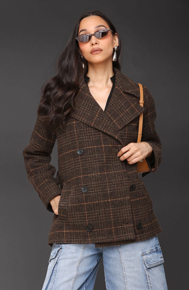 Avec Les Filles Double Breasted Plaid Coat, Alternate, color, Estate Plaid