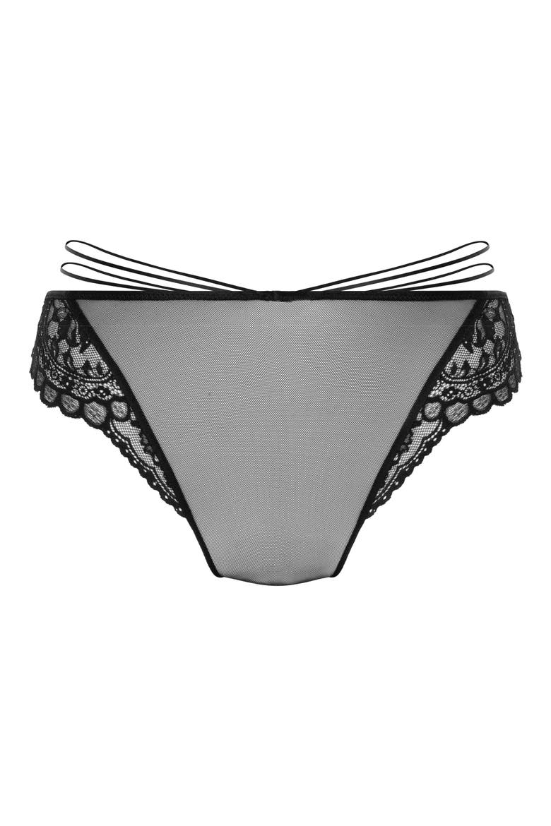 Sabrina Lace Brazilian Panties, Alternate, color, CAVIAR
