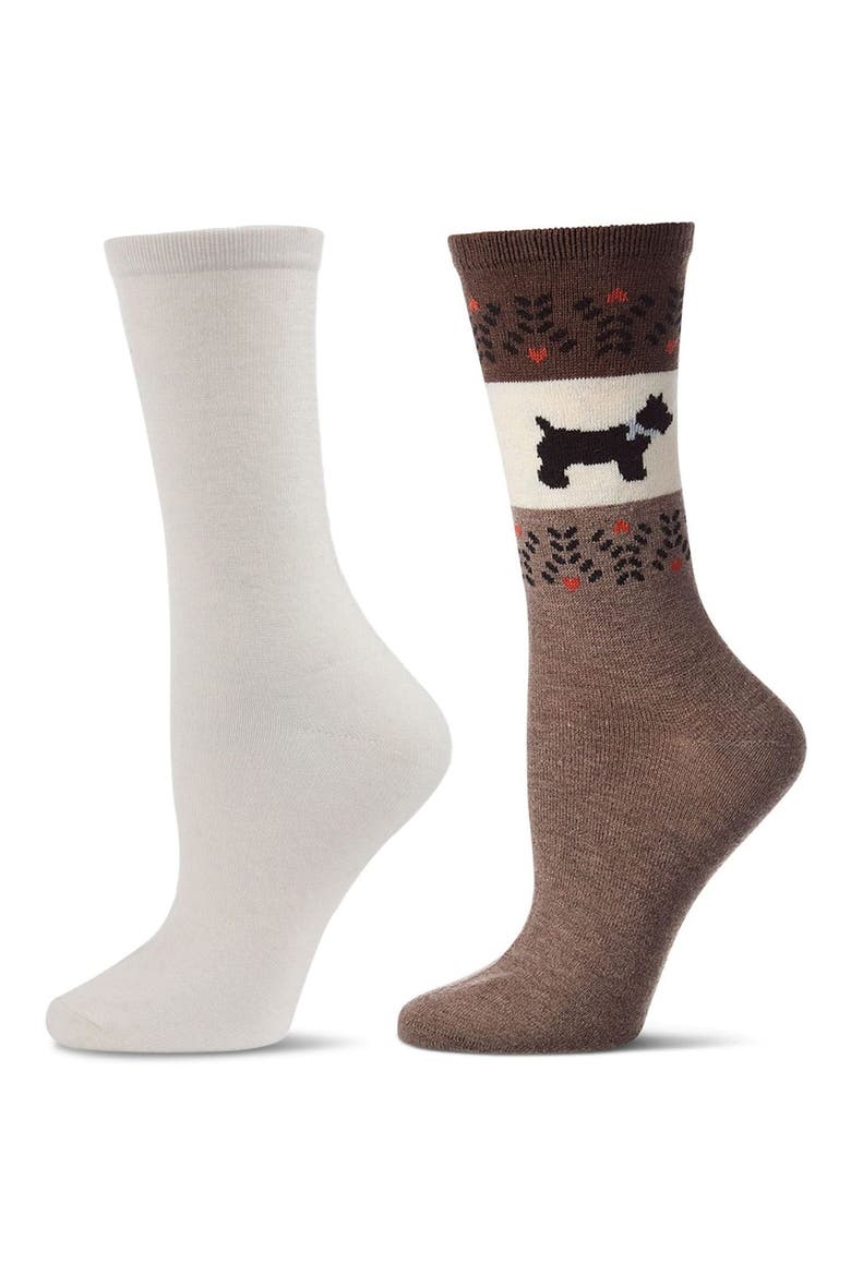Assorted 2-Pack Crew Socks, Alternate, color, BROWN