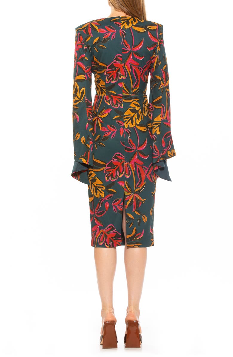 Alexia Admor Ocean Flare Sleeve Midi Dress, Alternate, color, Emerald Multi