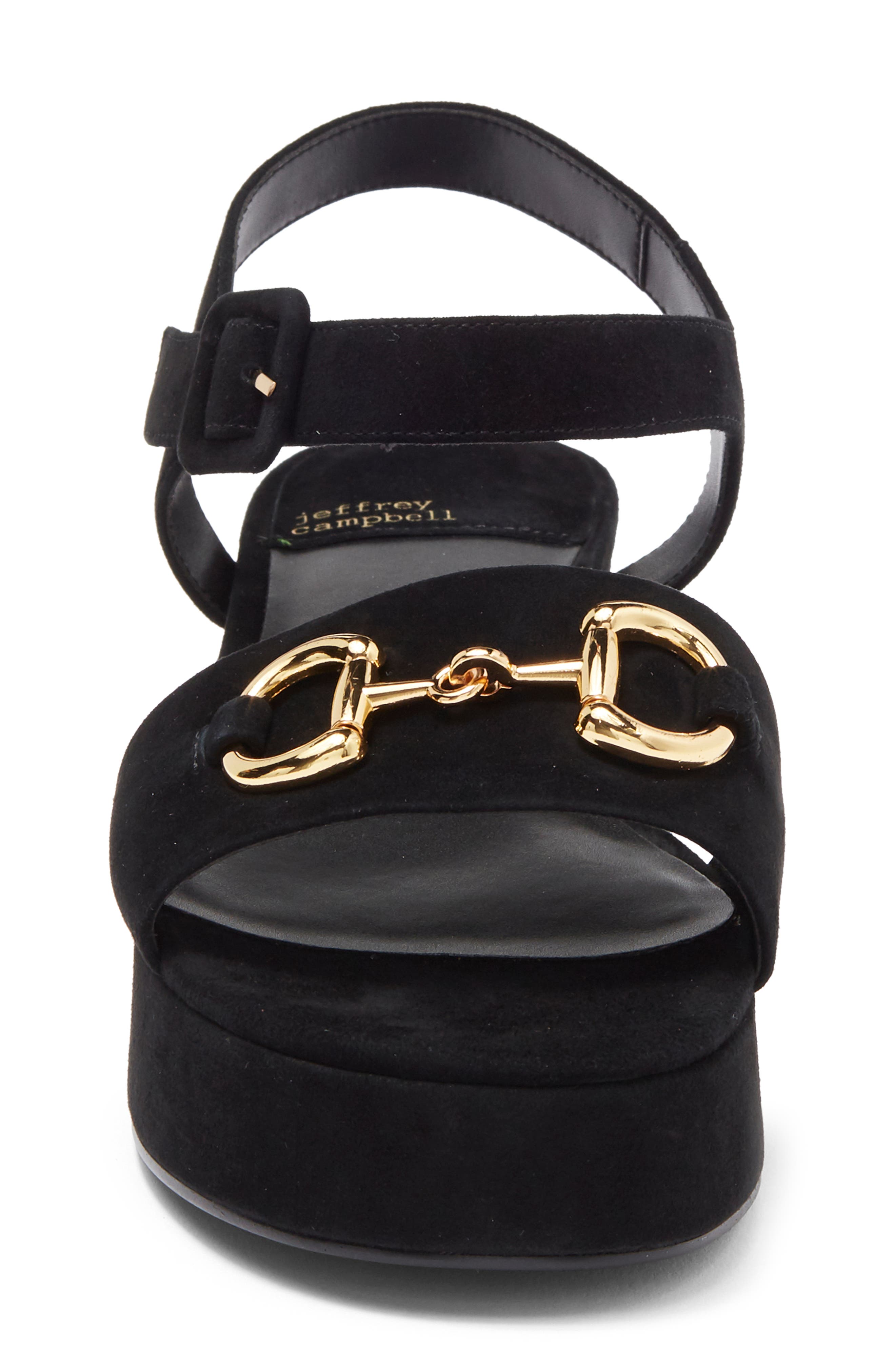 Jeffrey Campbell Timeless 2 Platform Sandal, Alternate, color, Black Suede Gold