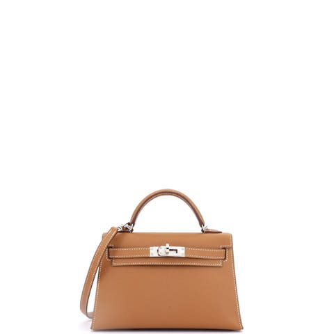 Kelly Mini II Bag Brown Epsom with Palladium Hardware 20