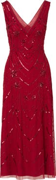 Adrianna Papell Embellished Mesh Cocktail Dress