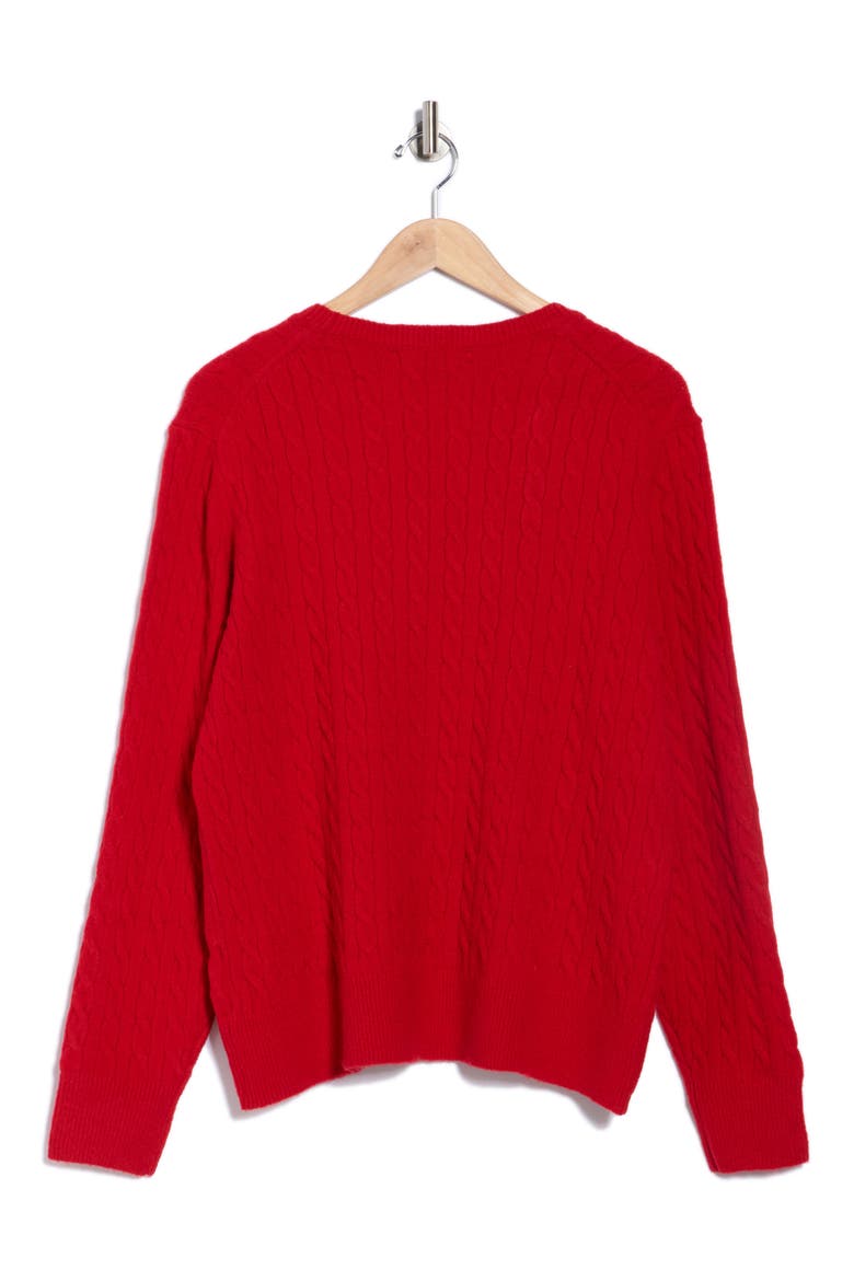 Cable Stitch Crewneck Sweater, Alternate, color, RED