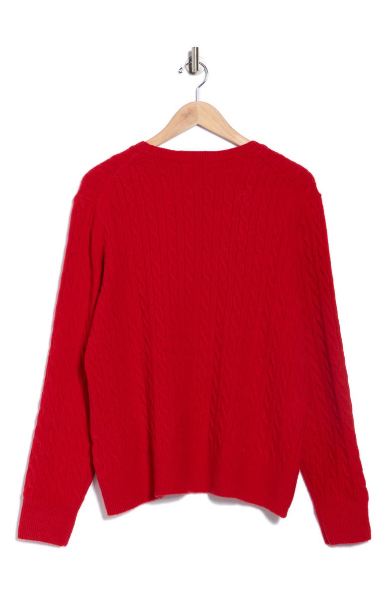 Brooks Brothers Cable Stitch Crewneck Sweater, Alternate, color, Red