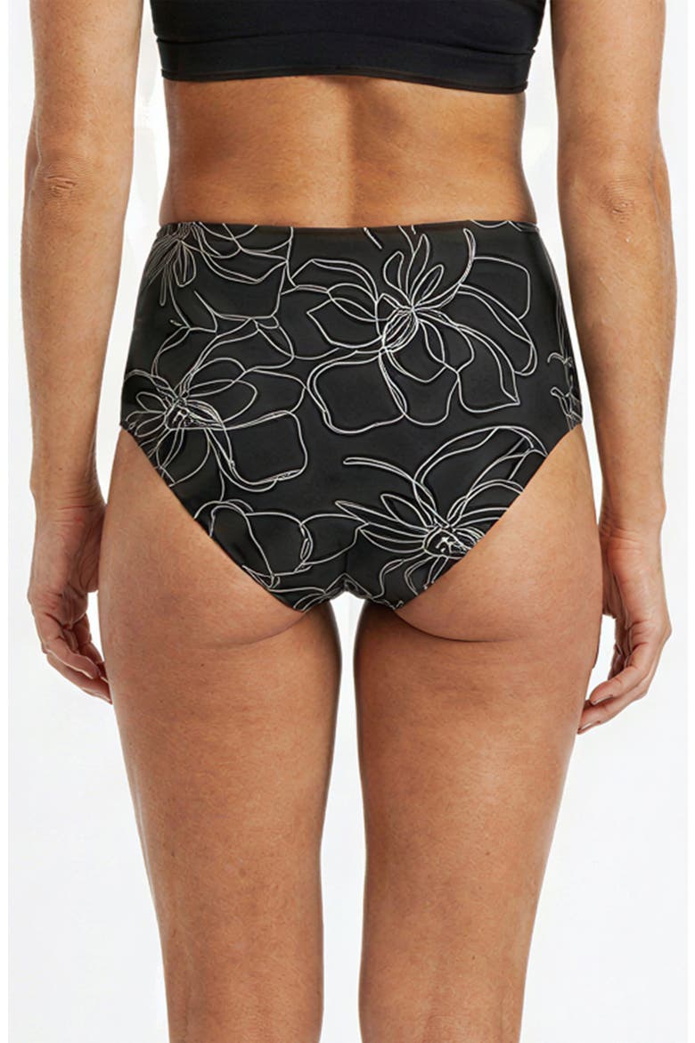 High-Waisted Bikini Bottom, Alternate, color, Black Floral