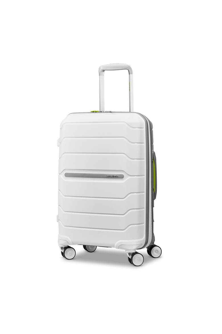 Freeform Hardside Expandable 21" Carry On Spinner Luggage, Main, color, White/Grey
