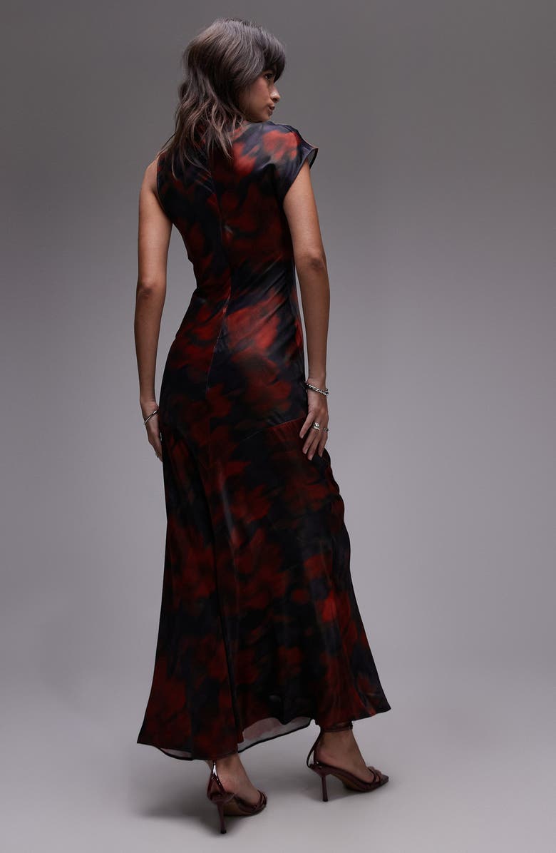 Topshop Print Knot Detal One-Shoulder Maxi Dress, Alternate, color, 