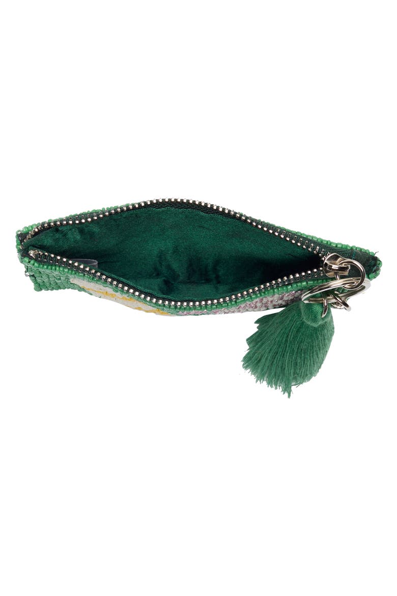 Pickle Ball Beaded Coin Pouch, Alternate, color, GREEN