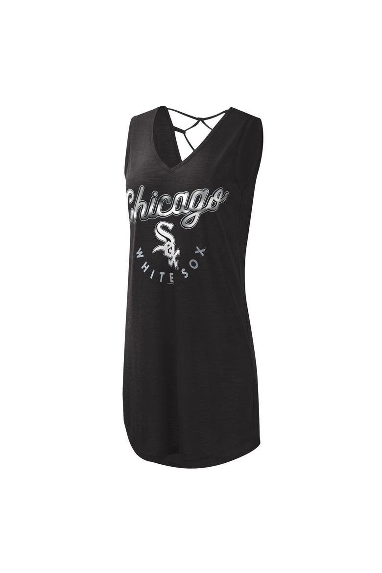 Women's G-III 4Her by Carl Banks Black Chicago White Sox Game Time Slub Beach V-Neck Cover-Up Dress, Alternate, color, Black