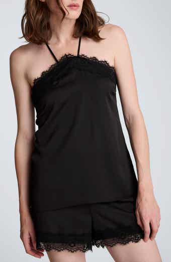 Kenneth Cole Eyelash Lace Trim Satin Top