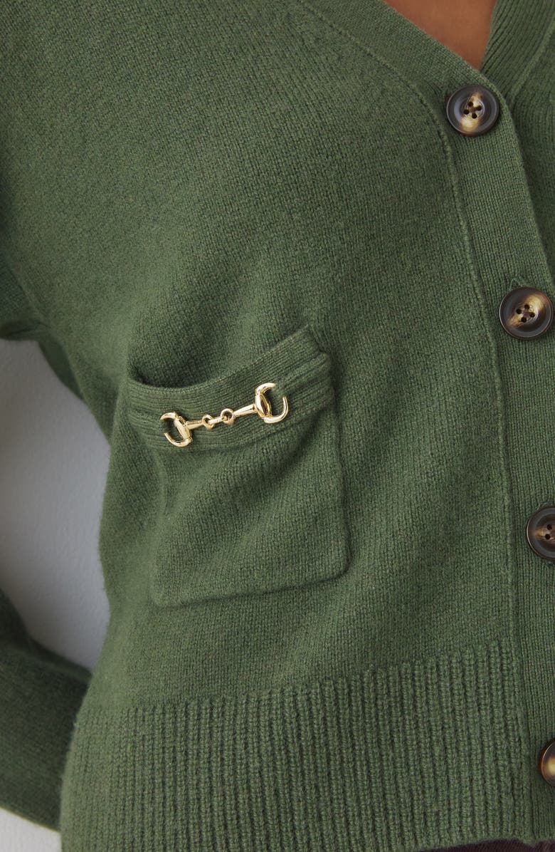 LK Bennett Pami Lambswool Cardigan, Alternate, color, Dark Khaki