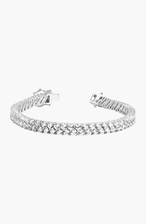 Lab Grown White Sapphire Double Row Tennis Bracelet