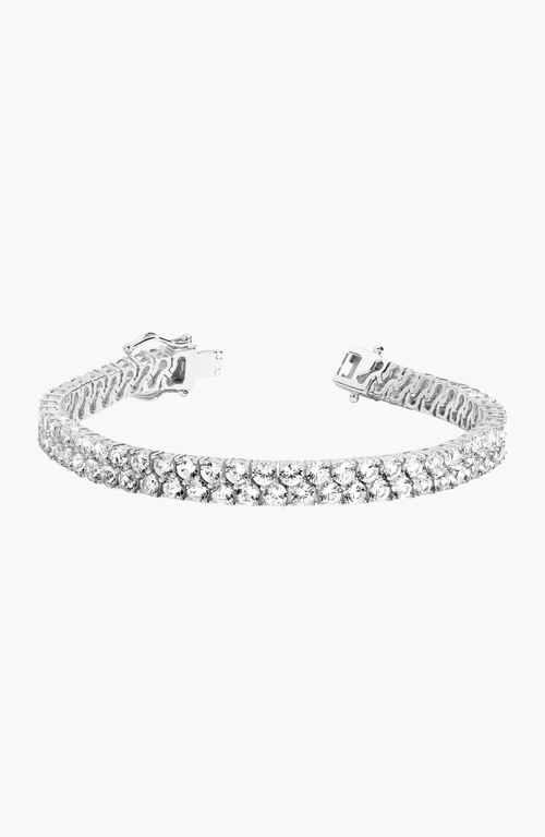 Aurate New York Lab Grown White Sapphire Double Row Tennis Bracelet In Metallic