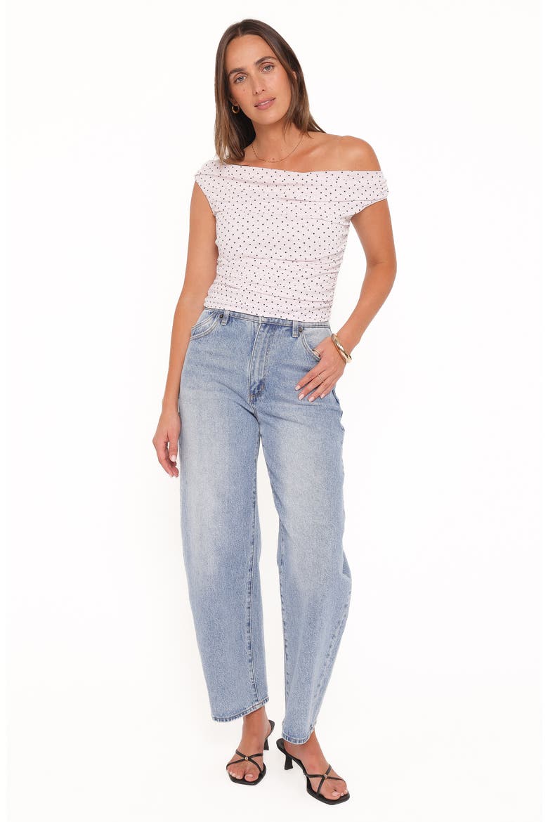 Aaron One-Shoulder Top, Alternate, color, PALE PINK DOT