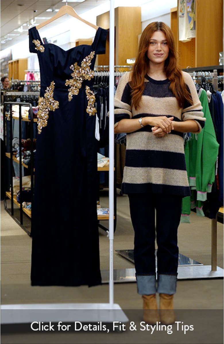 Logan Floral Appliqué Off the Shoulder Gown, sales video thumbnail