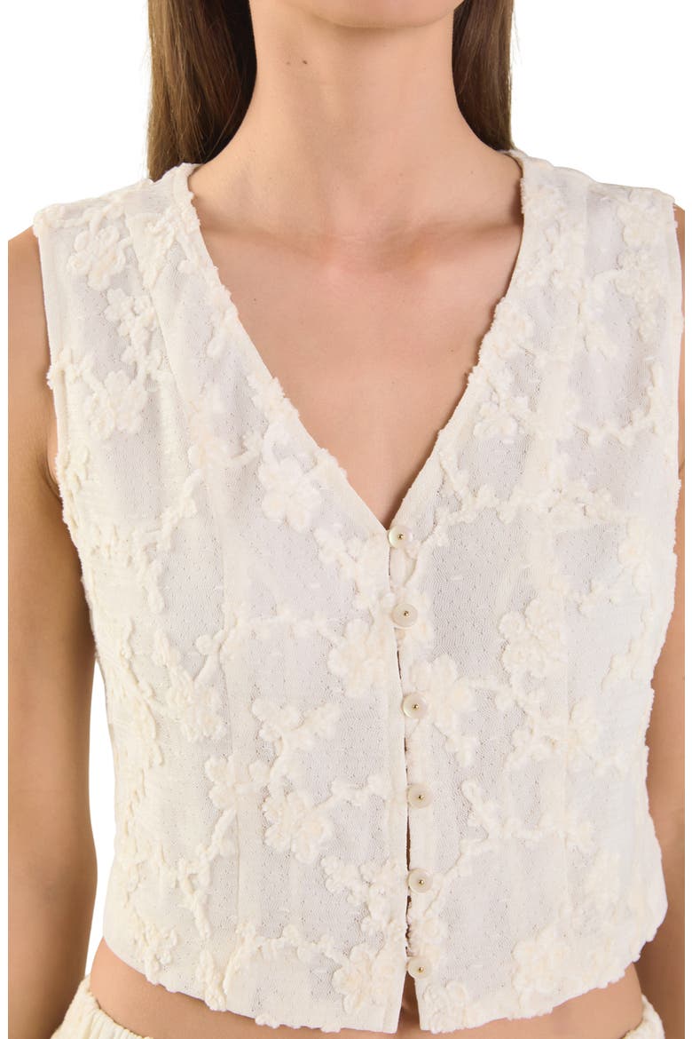 Floral Embroidered Crop Vest, Alternate, color, OFF WHITE