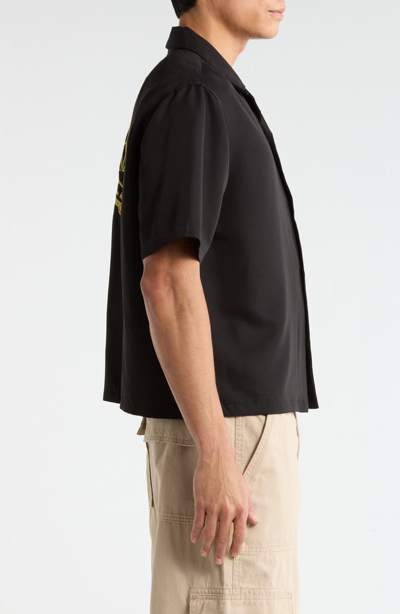 PacSun Ribbon Embroidered Camp Shirt, Alternate, color, Black