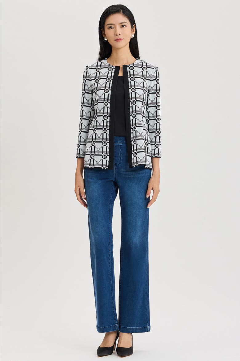 Heritage Monochrome Geometric Knit Jacket, Main, color, Ivory/Black