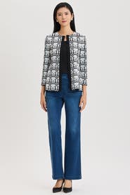 Ming Wang Heritage Monochrome Geometric Knit Jacket
