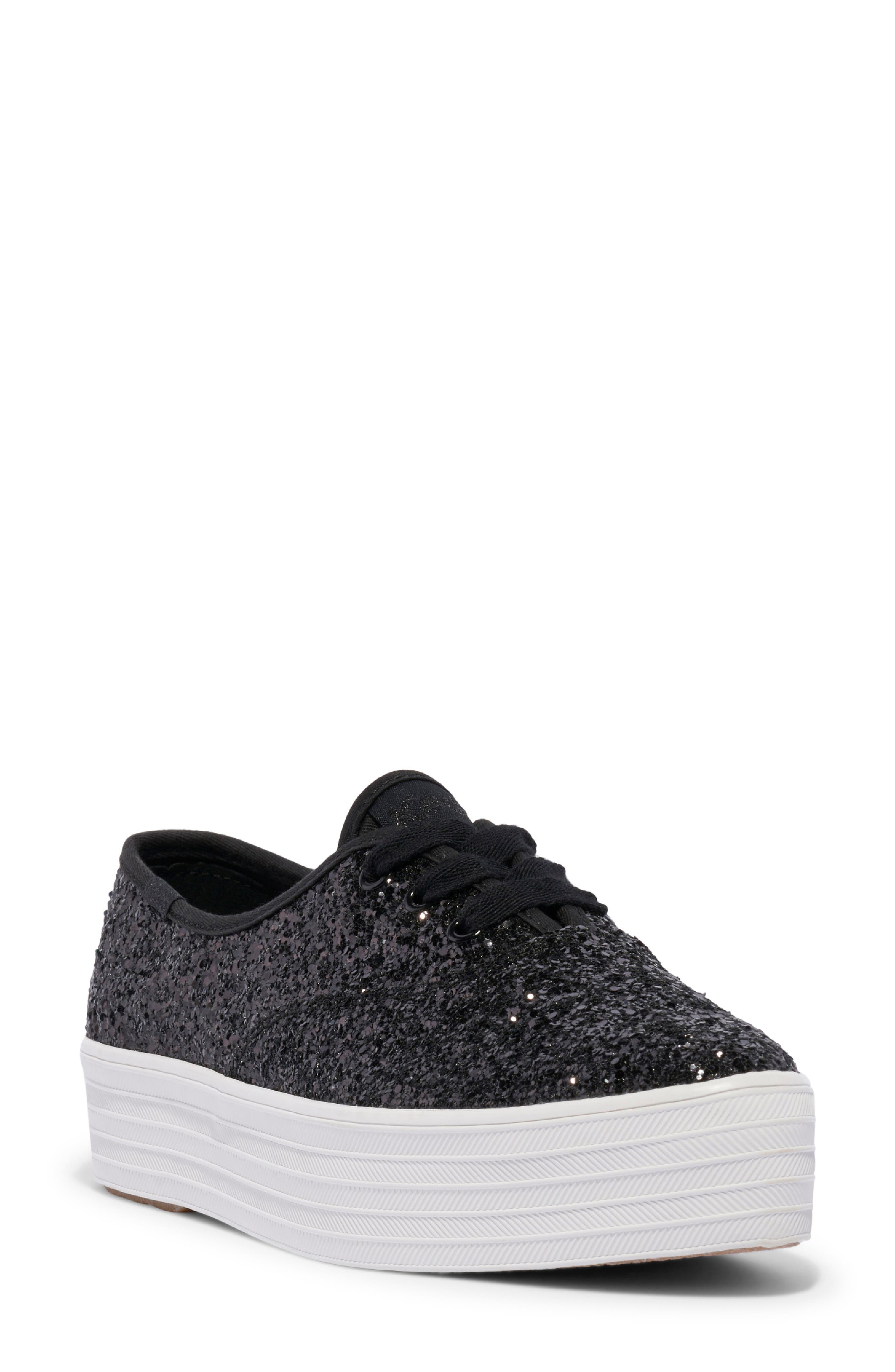 Keds<sup>®</sup> Point Glitter Platform Sneaker, Main, color, Black Glitter
