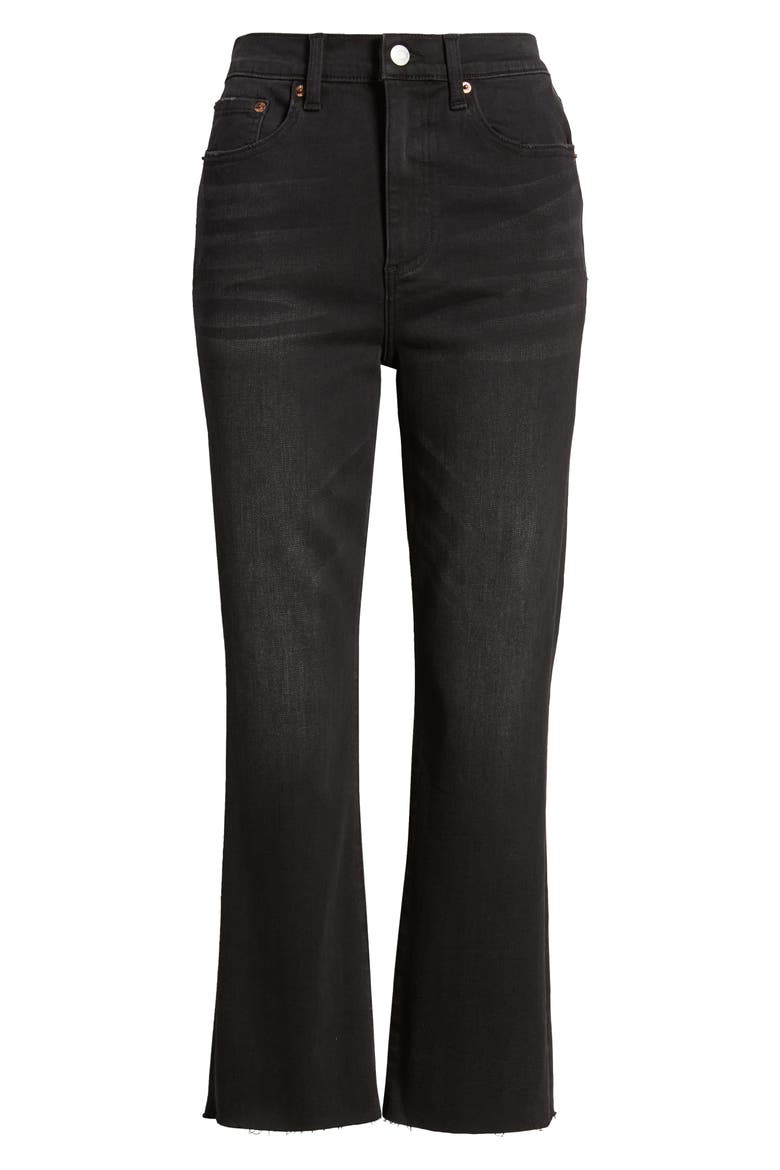 Lennon Raw Hem High Waist Crop Bootcut Jeans, Alternate, color, BLACK STONE