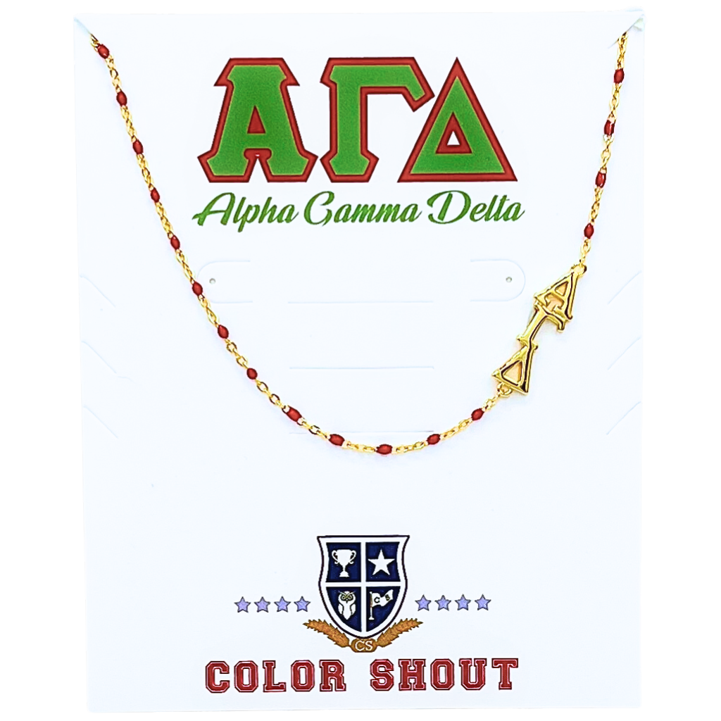 Color Shout Alpha Gamma Delta Greek Letter Side Set Necklace In Gold