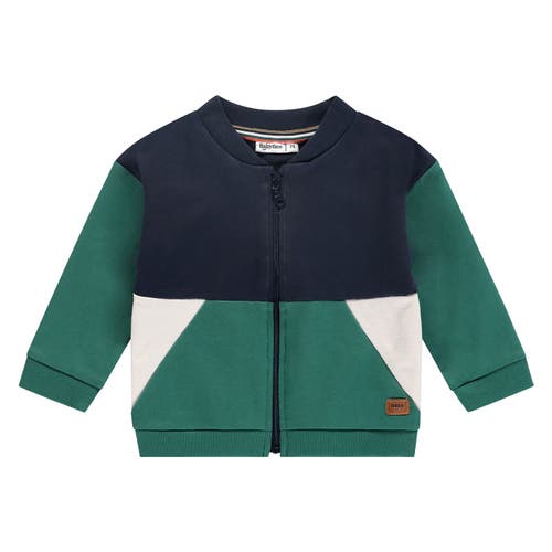 Babyface Colorblock Sweat Cardigan In Green