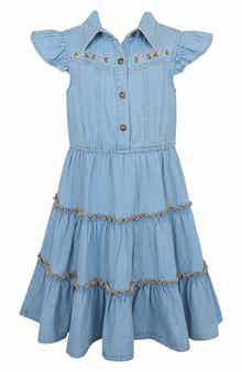 Zunie Kids' Tiered Denim Dress