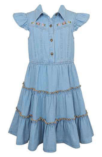 Zunie Kids' Tiered Denim Dress