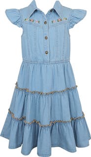 Zunie Kids' Tiered Denim Dress