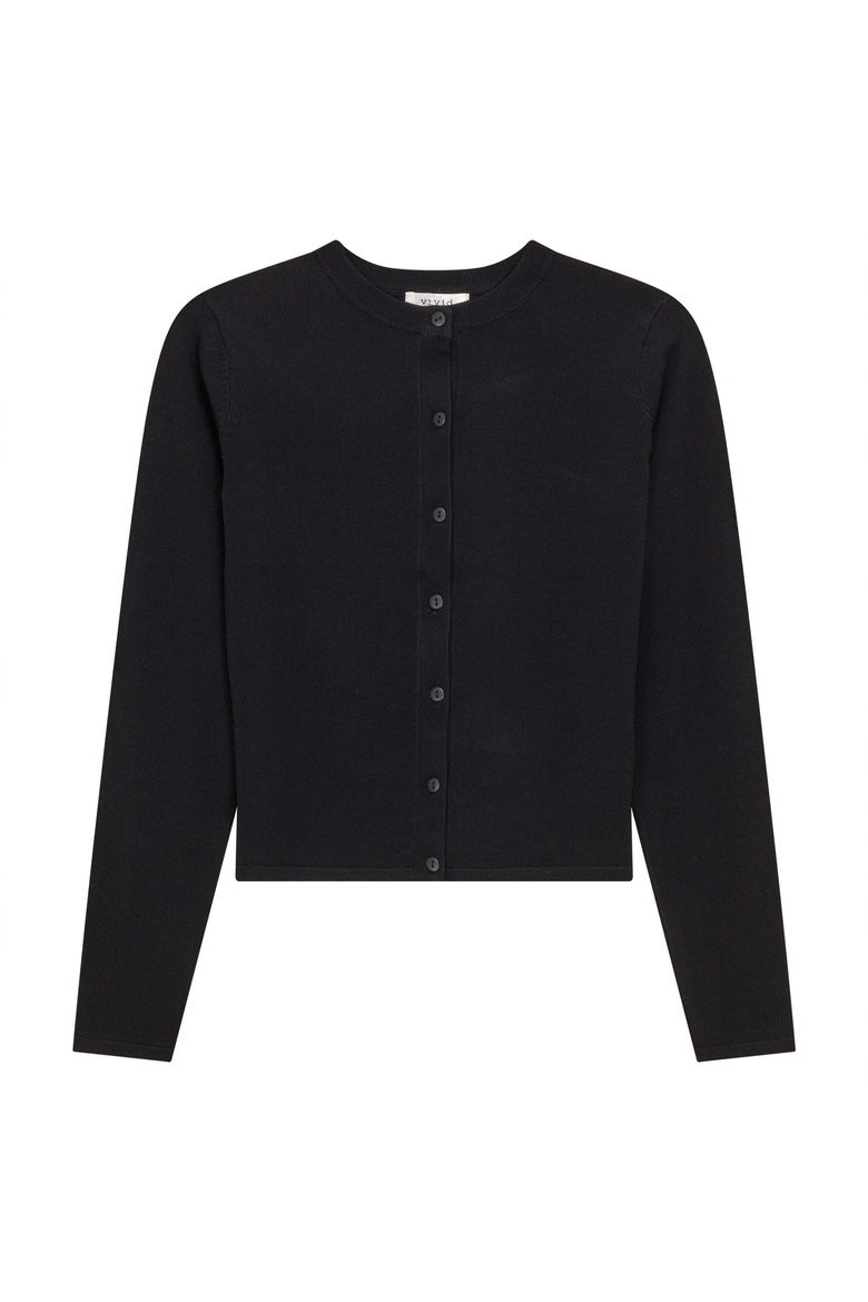 Cropped Ribbed Button Front Knit Cardigan, Main, color, Black