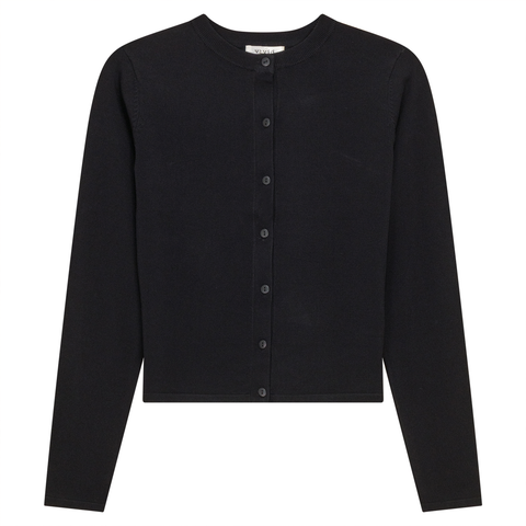 Cropped Ribbed Button Front Knit Cardigan