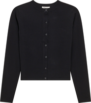 Vivid Cropped Ribbed Button Front Knit Cardigan