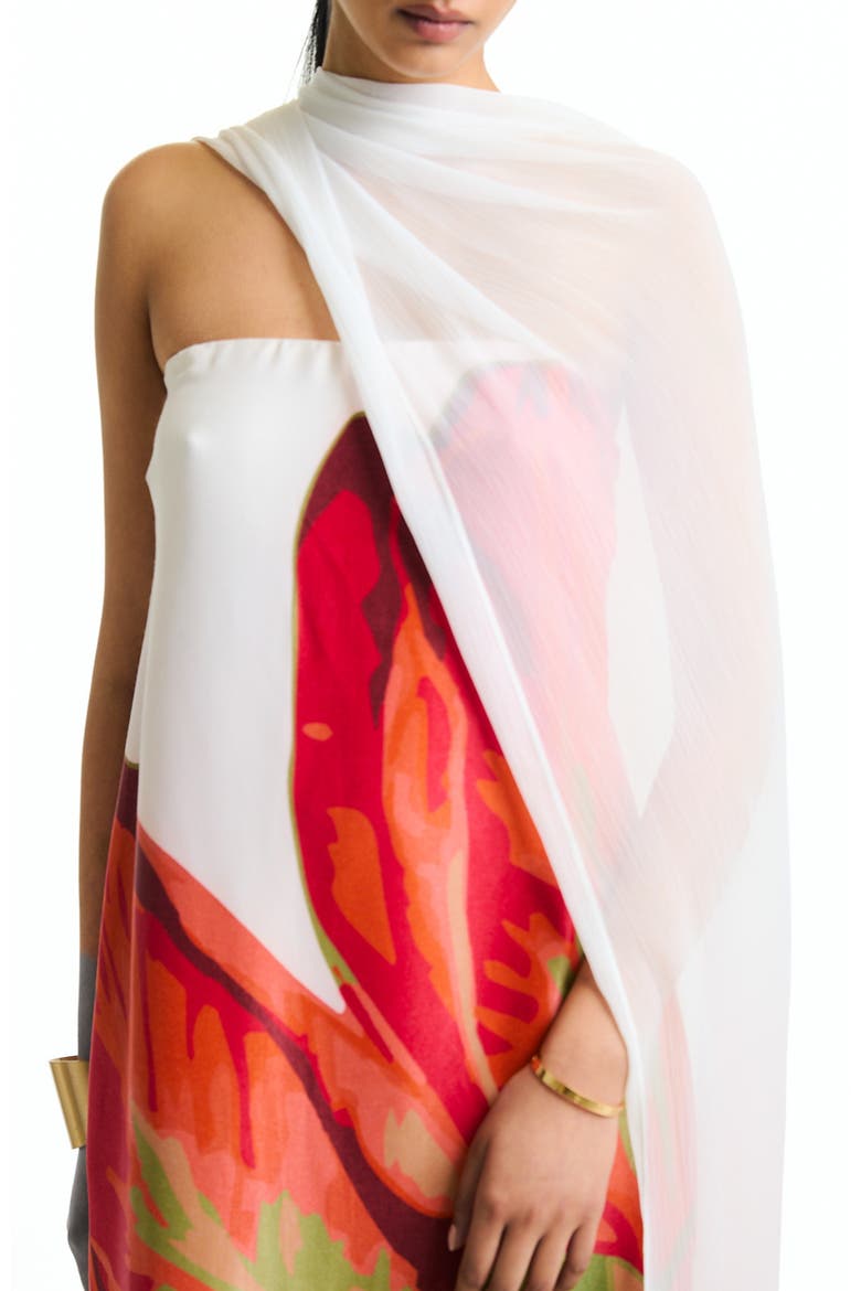 Tubi Twa Strapless Dress Sira Rose With Shawl, Alternate, color, Sira Rose