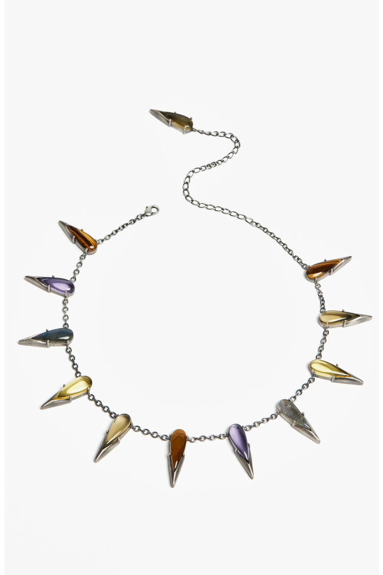 Saber Tooth Necklace, Main, color, Angora Silver