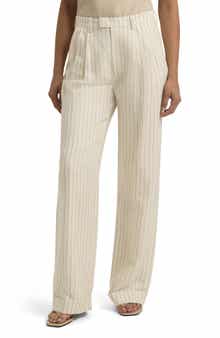 Paige Pinstripe Straight Leg Pants