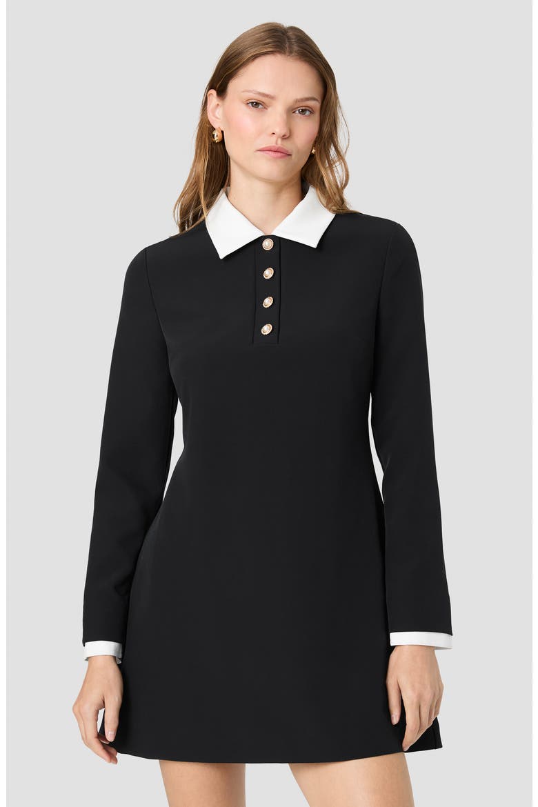 Echo Crepe Long Sleeve Dress, Alternate, color, BLACK/ WINTER WHITE