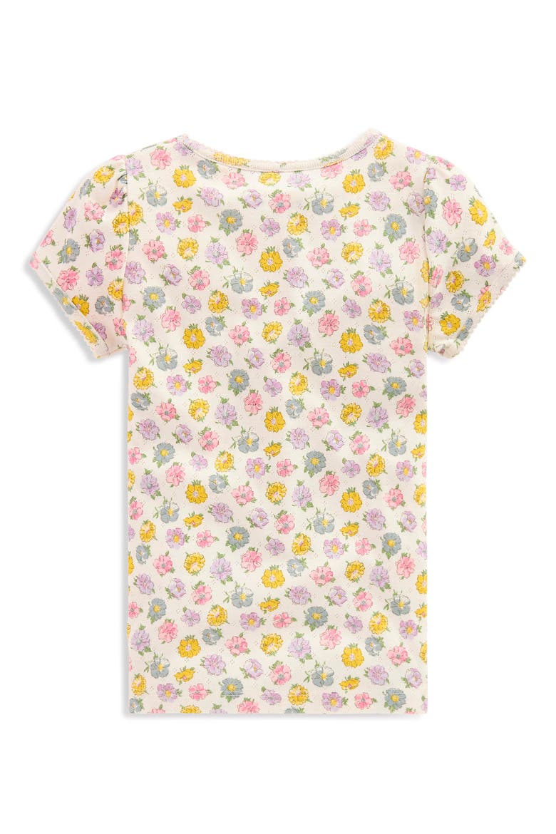 Kids' Floral Pointelle Short Sleeve Top, Alternate, color, IVORY SPACED ROSA