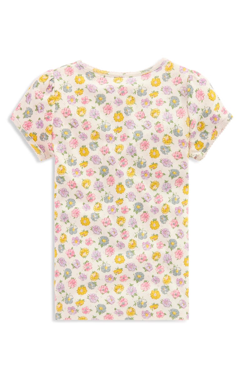 Mini Boden Kids' Floral Pointelle Short Sleeve Top, Alternate, color, Ivory Spaced Rosa