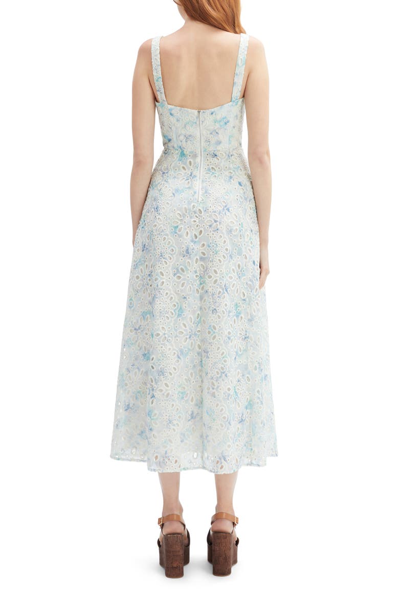 Adaline Eyelet Embroidered Corset Midi Dress, Alternate, color, BLUE WHITE