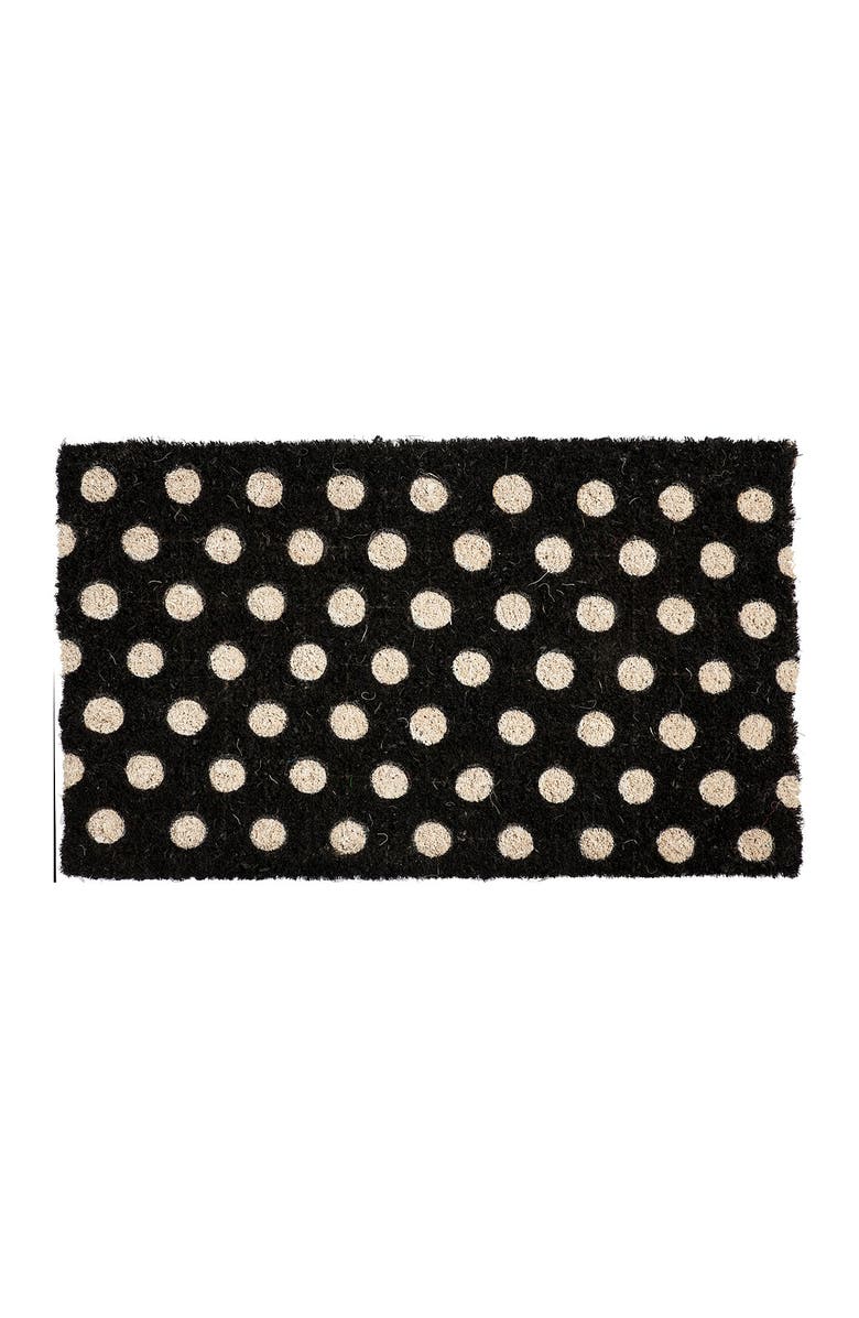 ENTRYWAYS White Polka Dots Handwoven Coir Doormat, Main, color,
