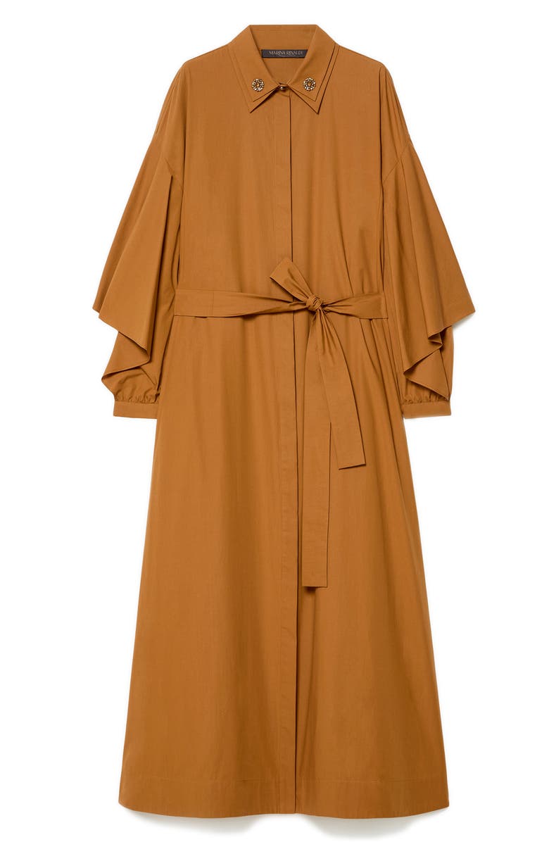 Marina Rinaldi Nanfora Long Sleeve Cotton Shirtdress, Alternate, color, Siena