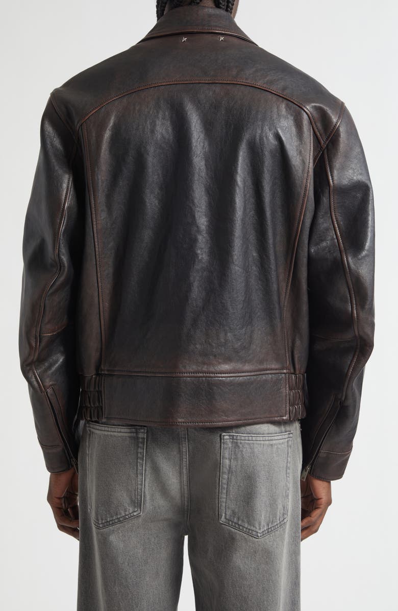 Golden Goose Journey Leather Bomber Jacket, Alternate, color, Port Royale