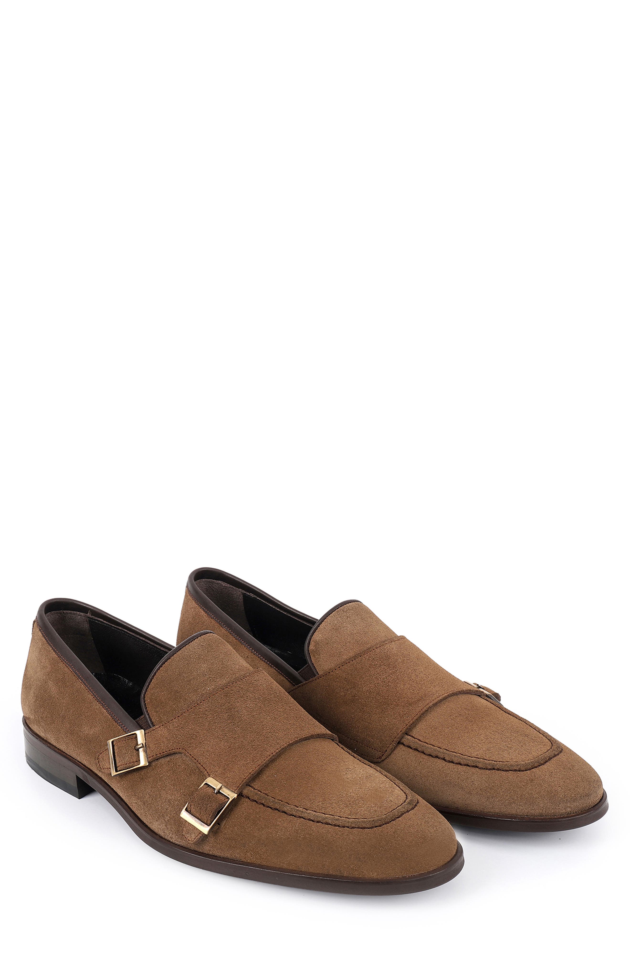 Elmaton Double Monk Strap Leather Loafer, Alternate, color, DARK BEIGE