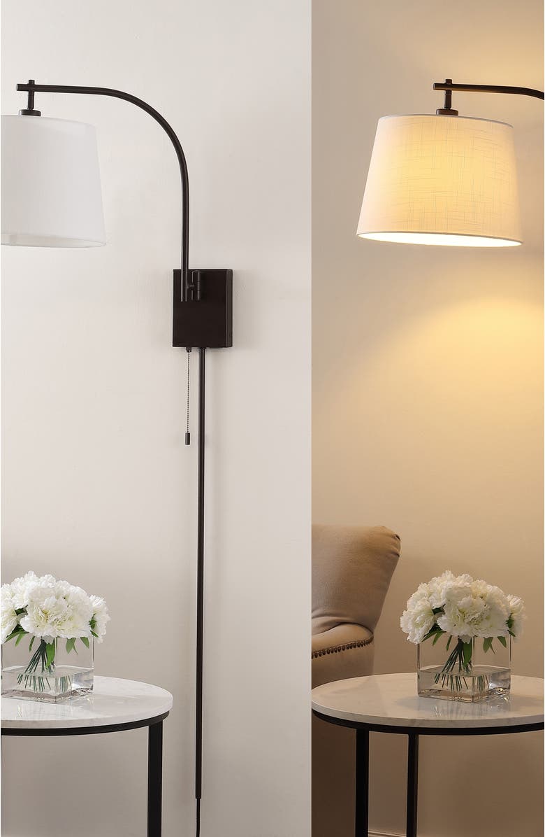 JONATHAN Y Gosling 22.5" 1-Light Mid-Century Modern Plug-In or Hardwired Iron LED Gooseneck Swing Arm Wall Sconce with Pull-Chain and USB Charging Port, Oil Rubbed Bronze, Alternate, color, 