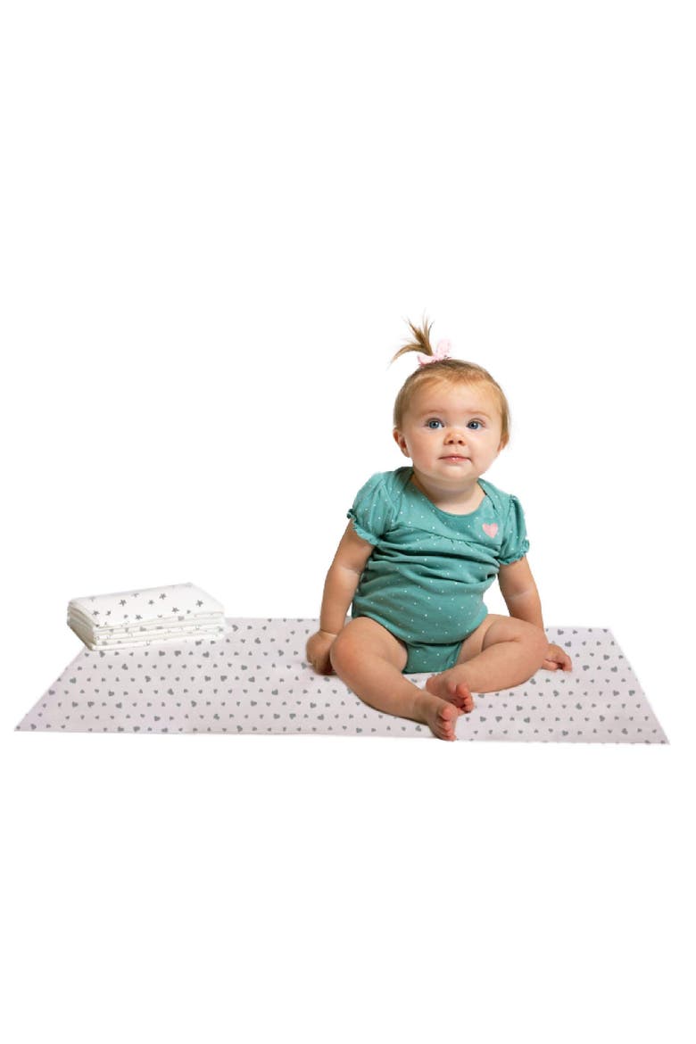 Disposable Changing Pads, 24 Pack - Absorbent Soft and Leak Resistant Liners for Baby and Toddler 26" x 18"  Stars/Hearts/Arrows, Main, color, Stars/Hearts/Arrows