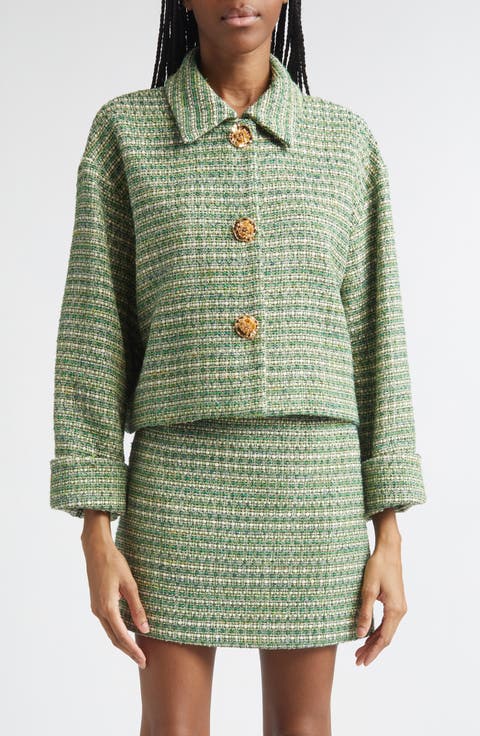 Metallic Tweed Crop Jacket