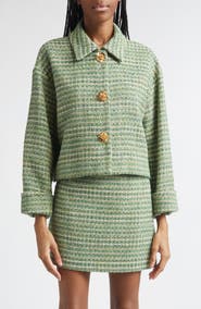 Carolina Herrera Metallic Tweed Crop Jacket